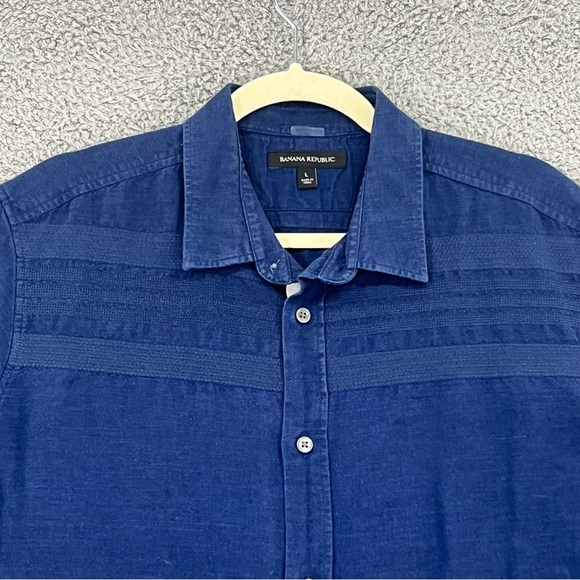 Banana Republic Button Shirt Short Sleeves Blue Men Size Large - Picture 3 of 6